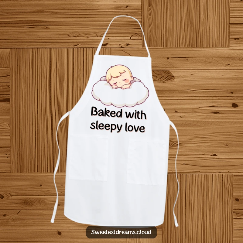 Funny Sleepy Character Apron with a design of a character napping on a cloud, adding humorous comfort and charm to kitchen activities.