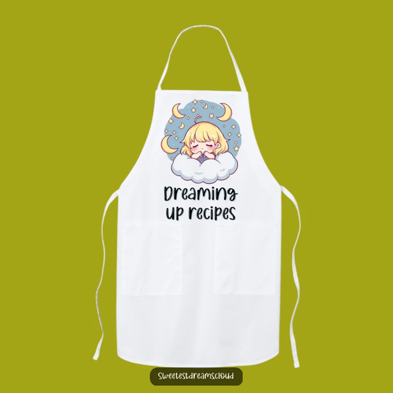 Funny Chef Dreaming Apron: Whimsical Starry Character Design, Unique Funny Gift