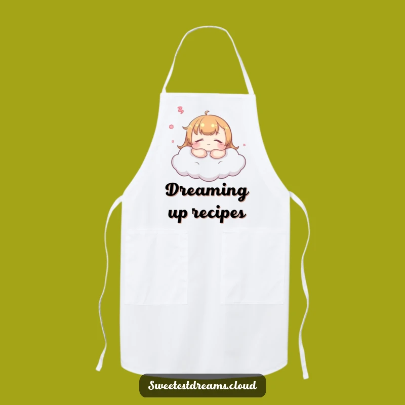 Funny Kawaii Dreamer Apron: Peaceful Cloud Character for a Calm Kitchen