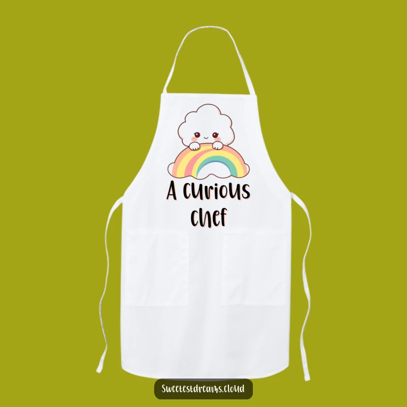 Funny Cloud Peeking Over Rainbow Apron - Whimsical Curious Cook, Gift