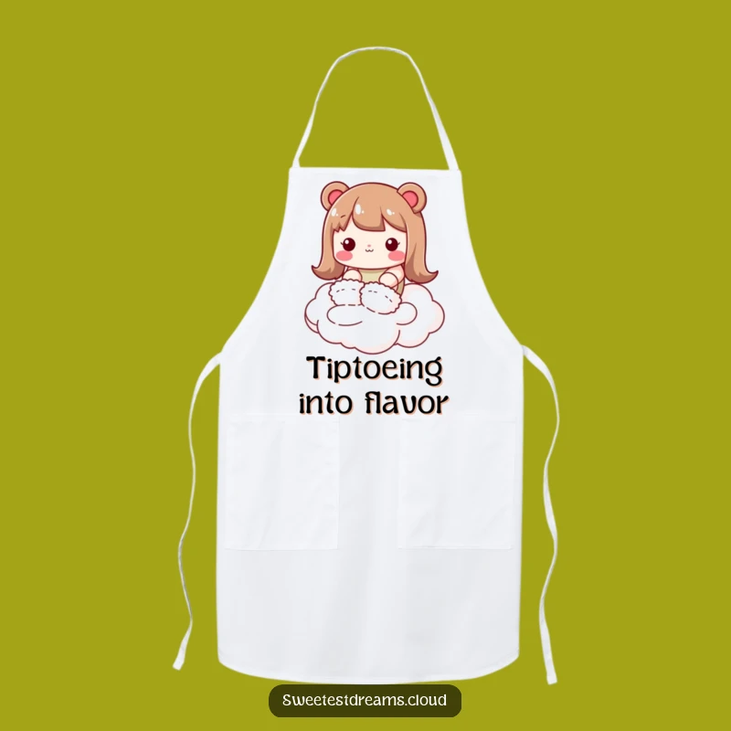 Funny Kawaii Cloud Walker Apron: Slippers Character for Cozy Kitchen Fun