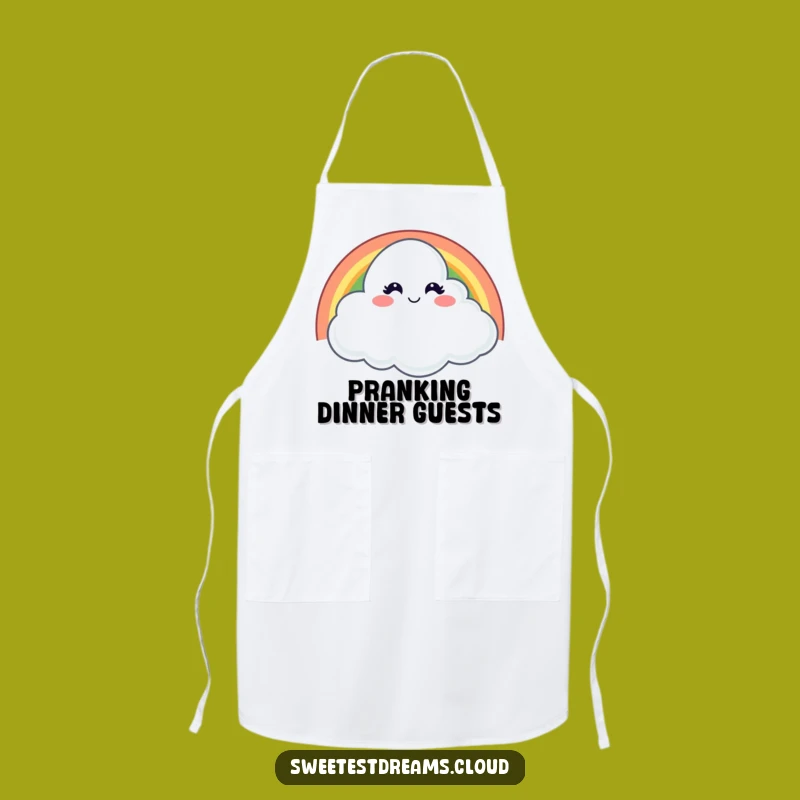 Funny Winking Cloud Apron: Cook with Mischief & Rainbow Flair