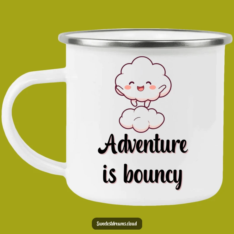Funny Cloud Bouncing Camping Mug: Sip with Joyful Energy