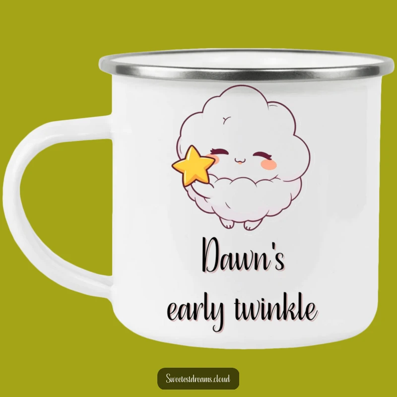 Funny Cloud Wink Star Camping Mug: Playful Character for Hilarious Adventures