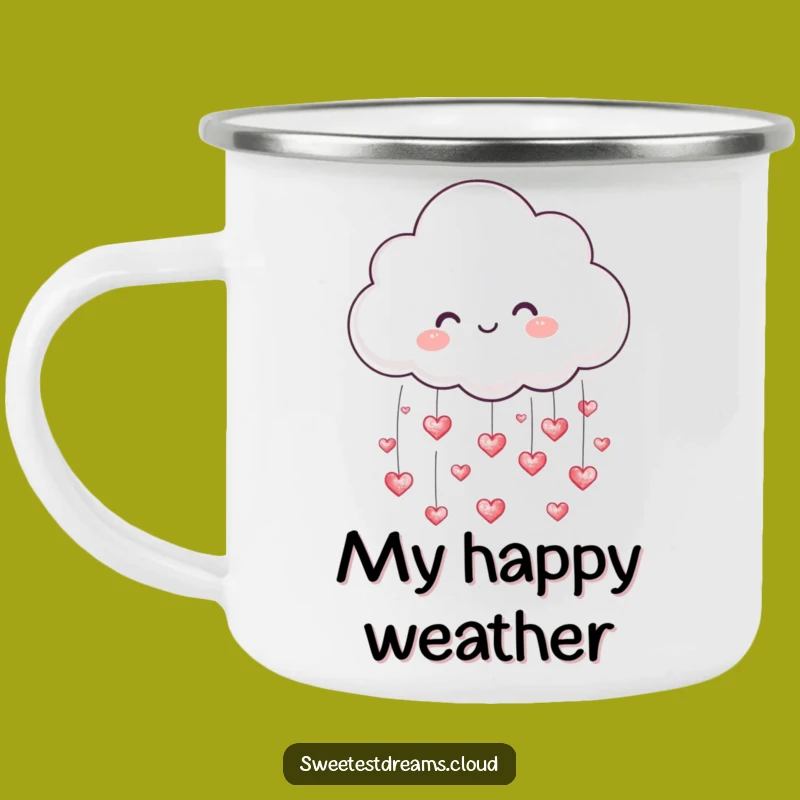 Funny Cloud Raining Hearts Camping Mug - Outdoor Cute Gift