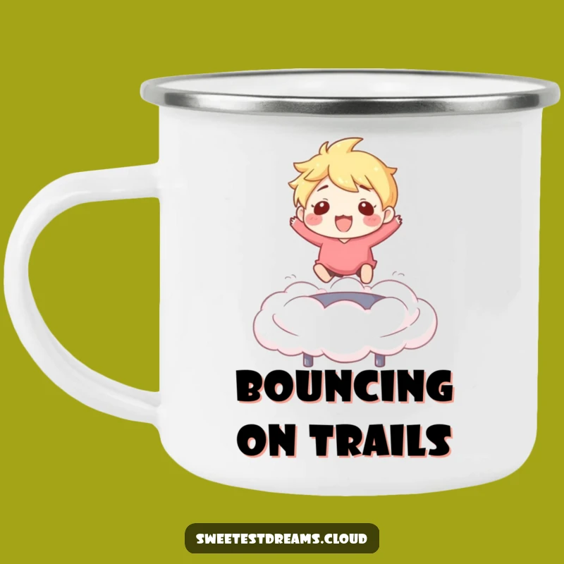Funny Outdoor Bouncer Mug: Cloud Trampoline Character Camp Mug, Great Funny Gift