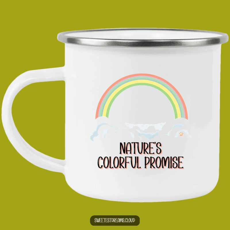 Funny Rainbow Cloud Camping Mug: Gentle Arch Art, Outdoor Gift