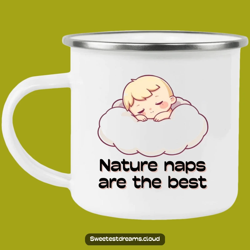 Funny Sleepy Cloud Camping Mug: Character Nap Time, Outdoor Gift