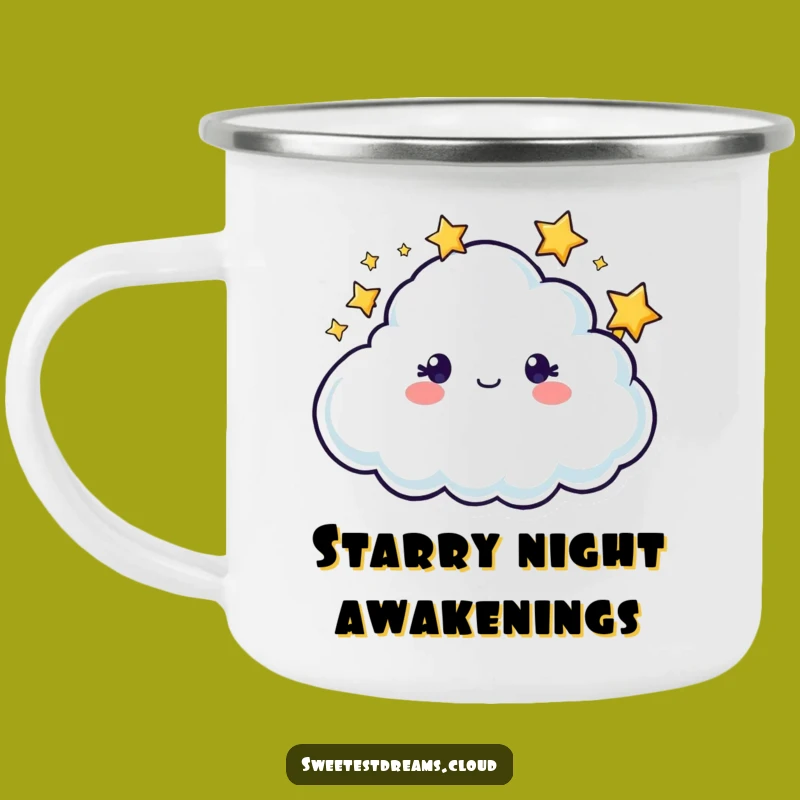 Funny Twinkling Cloud Camping Mug: Adventure-Ready Starry Character Gift
