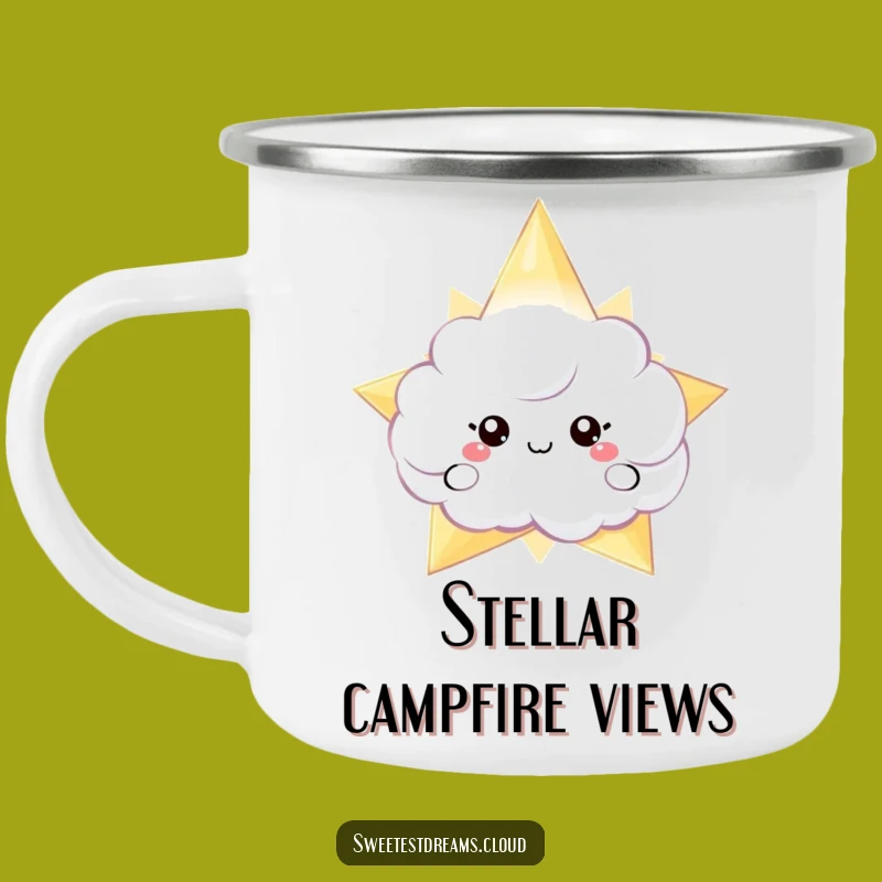 Funny Cloud Peeking Star Camping Mug - Celestial Adventure Companion