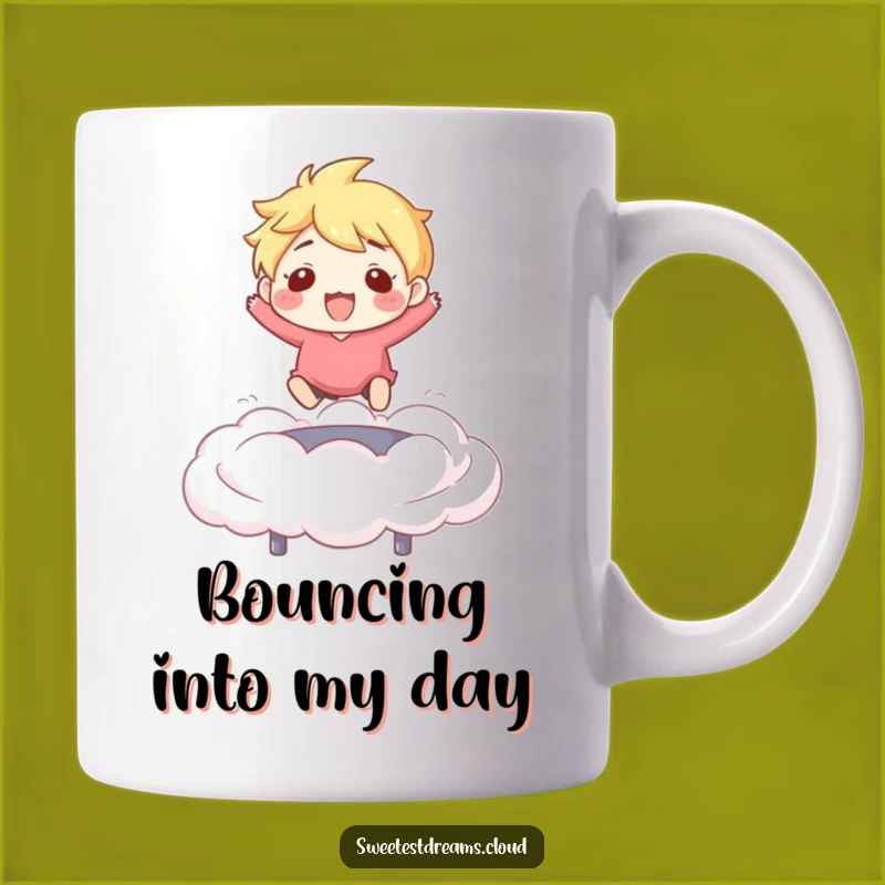 Funny Bouncing Cloud Mug: Joyful Character Trampoline Fun, Perfect Funny Gift