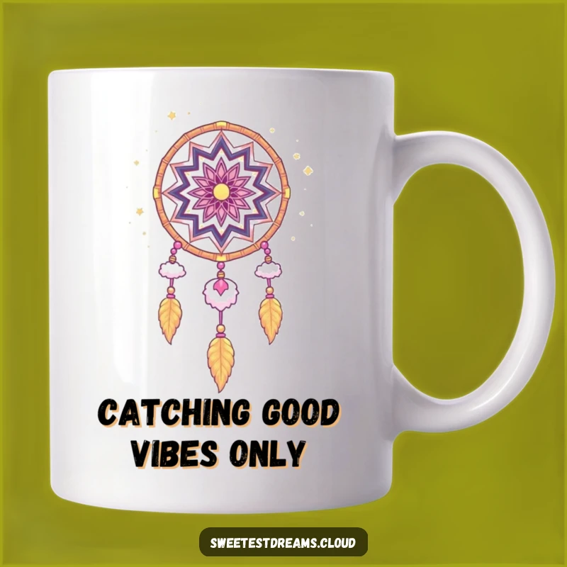 Funny Dream Catcher Mug: Whimsical Stardust & Cloud Art, Perfect Funny Gift
