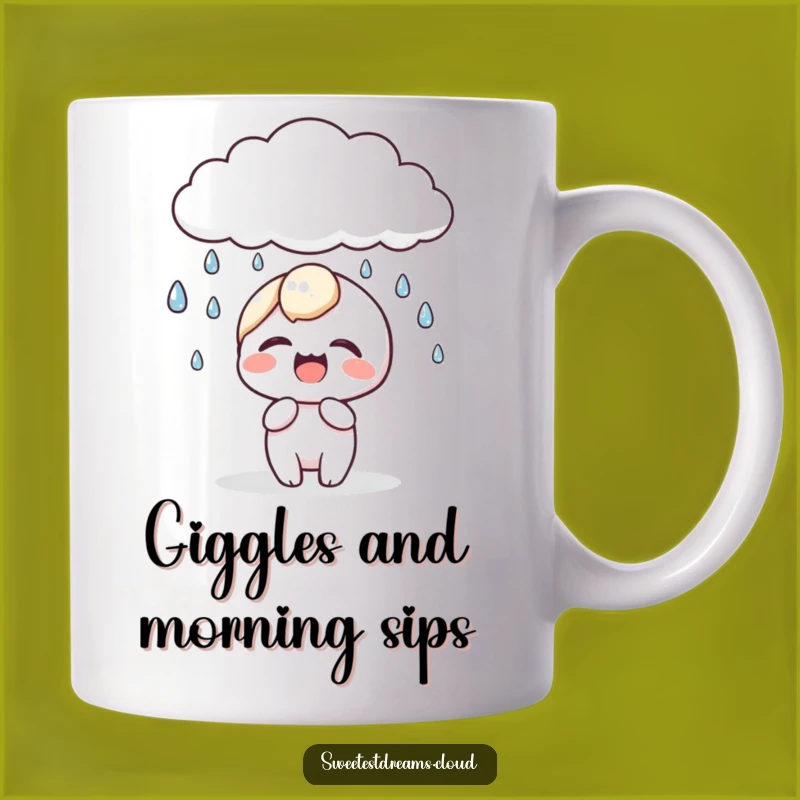 Funny Kawaii Dewdrop Giggle Mug: Happy Cloud Rain Gift