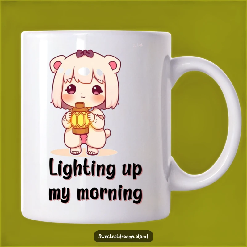 Funny Kawaii Lantern Mug: Glowing Light Adventure Gift