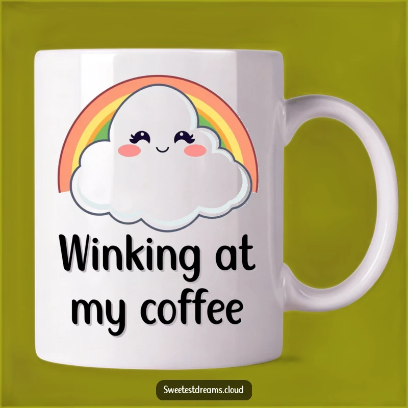 Funny Winking Cloud Mug: Mischievous Rainbow Humor Gift