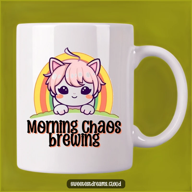 Funny Mischief Rainbow Mug: Peek-a-Boo Character, Perfect Funny Gift