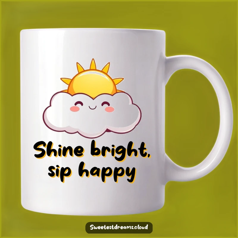 Funny Sunny Cloud Mug: Smiling Sun Art, Cheerful Funny Gift