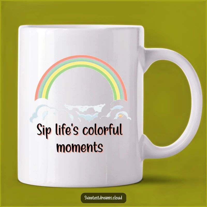 Funny Rainbow Cloud Mug: Gentle Arch Art, Positive Funny Gift