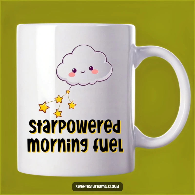 Funny Cloud Pulled by Stars Mug - Dreamy Journey, Whimsical Gift