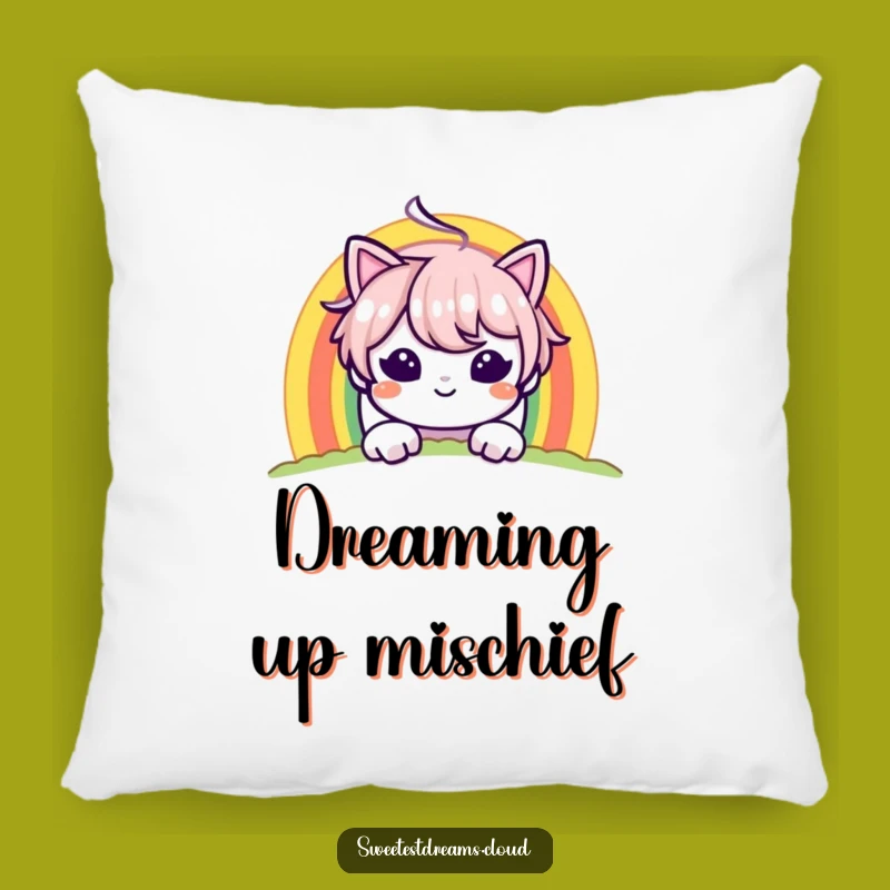 Funny Mischief Rainbow Pillow: Comfy Peek-a-Boo Character, Cozy Funny Gift