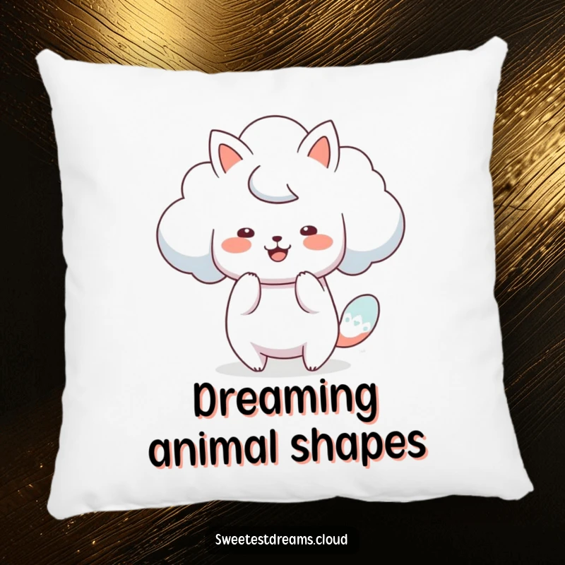 Funny artistic cloud pillow featuring a cloud character creatively transforming into a playful animal shape, perfect for comfort.