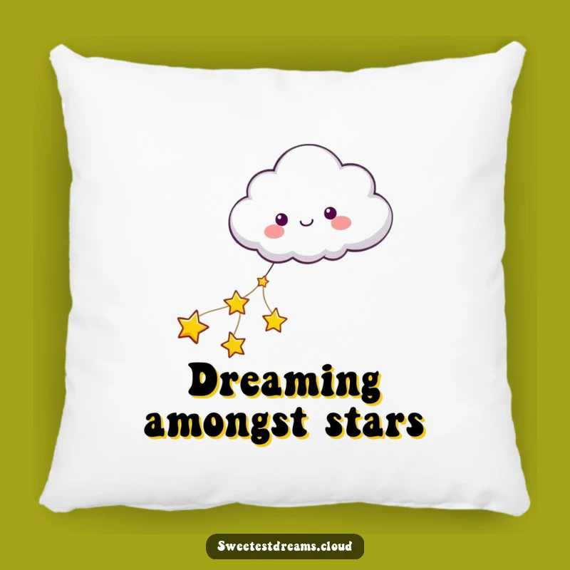 Funny Cloud Pulled by Stars Pillow - Cozy Dreamy Comfort, Gift Idea