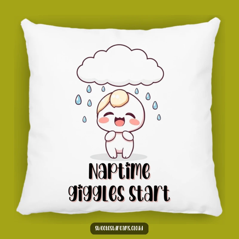 Funny Kawaii Dewdrop Giggle Pillow: Cozy Cloud Rain Cushion