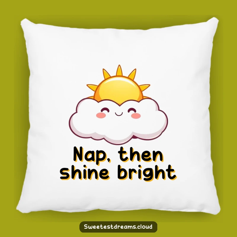 Funny Sunny Cloud Pillow: Smiling Sun Comfort, Cozy Gift