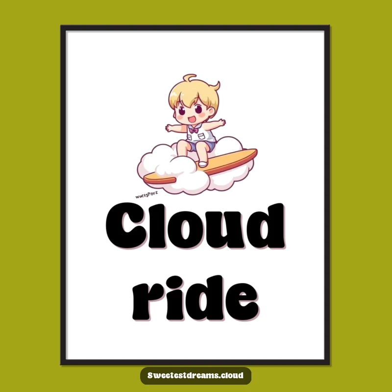 Funny Cloud Surfer Digital Art: Downloadable Adventure for Your Walls