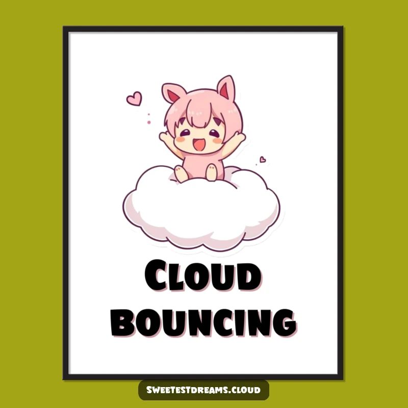 Funny Cloud Bounce Digital Art: Joyful Vibes, Instant Playful Funny Gift