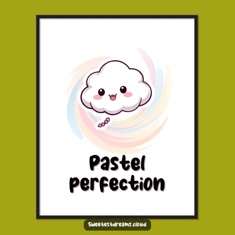Funny Cloud Character Pastel Swirl Digital Art - Instant Whimsical Decor