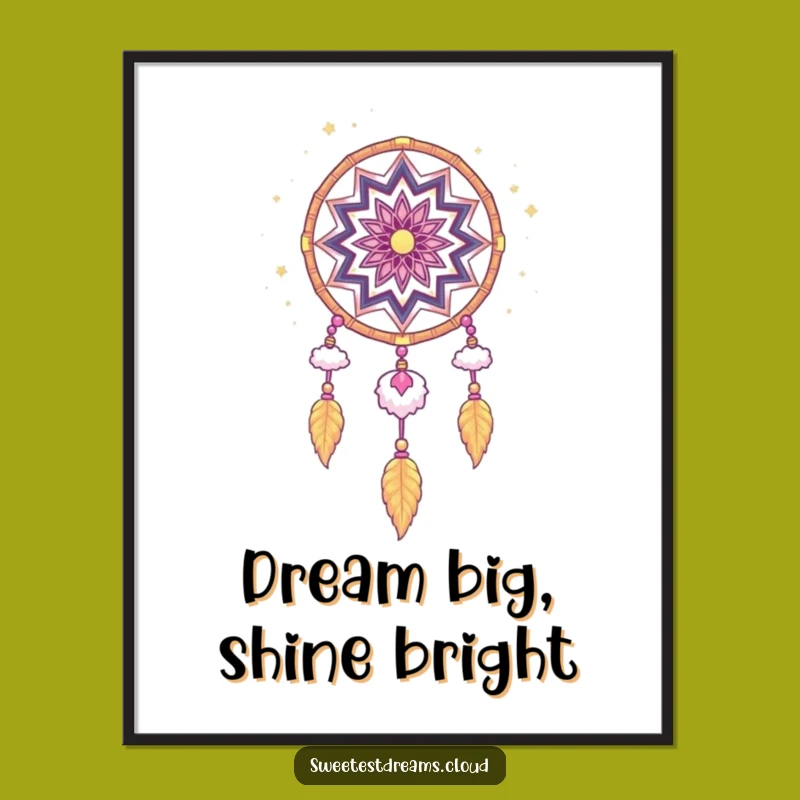 Funny Dream Catcher Digital Art: Whimsical Stardust & Cloud Decor Print