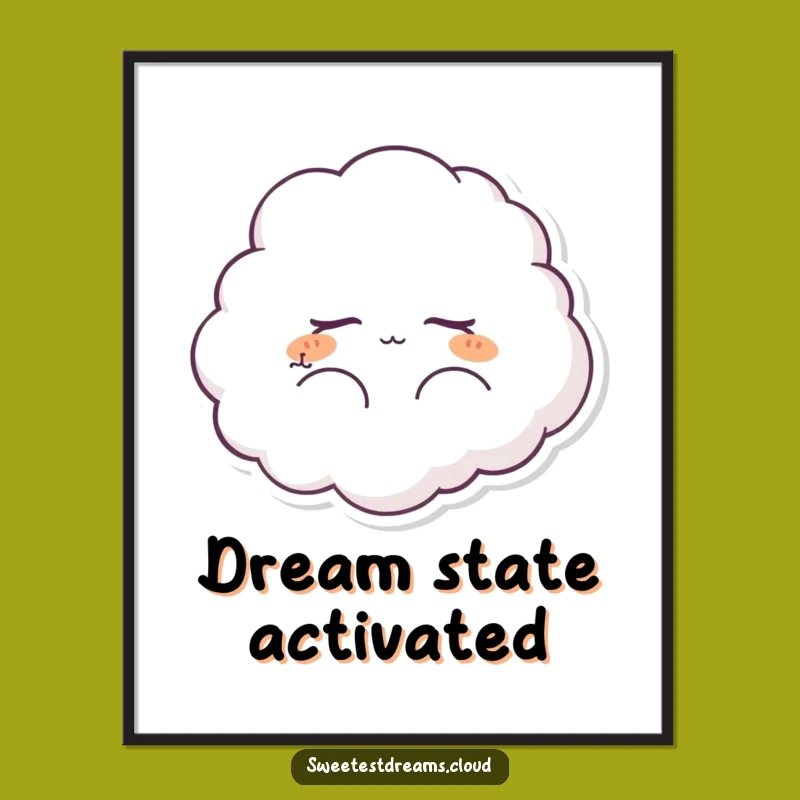 Funny Dreaming Cloud Digital Art: Instant Gift for Calm Decor
