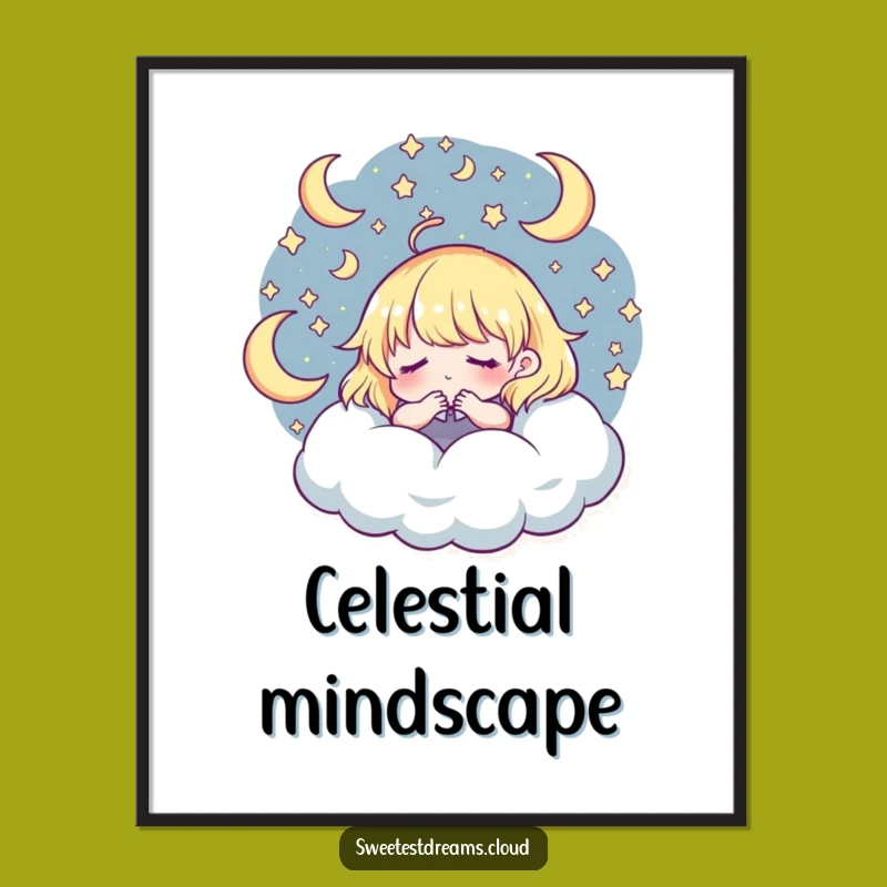 Funny Dreamscape Digital Art: Whimsical Celestial Character Print, Instant Funny Gift