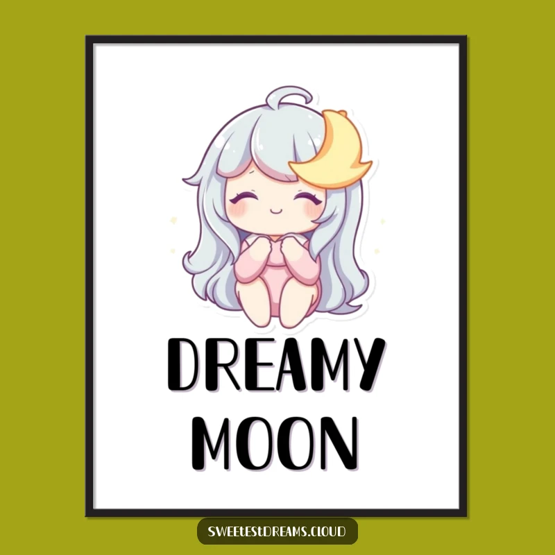 Funny Dreamy Moon Digital Art: Nighttime Magic, Instant Whimsical Funny Gift