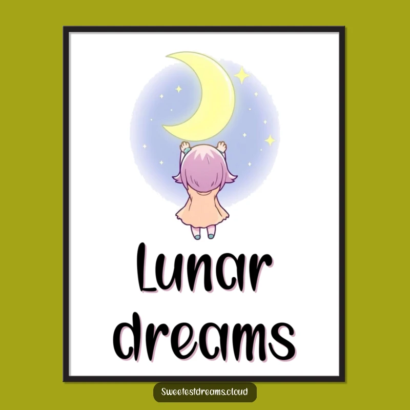 Funny Moon Dream Digital Art: Reach for the Stars, Instant Whimsical Funny Gift