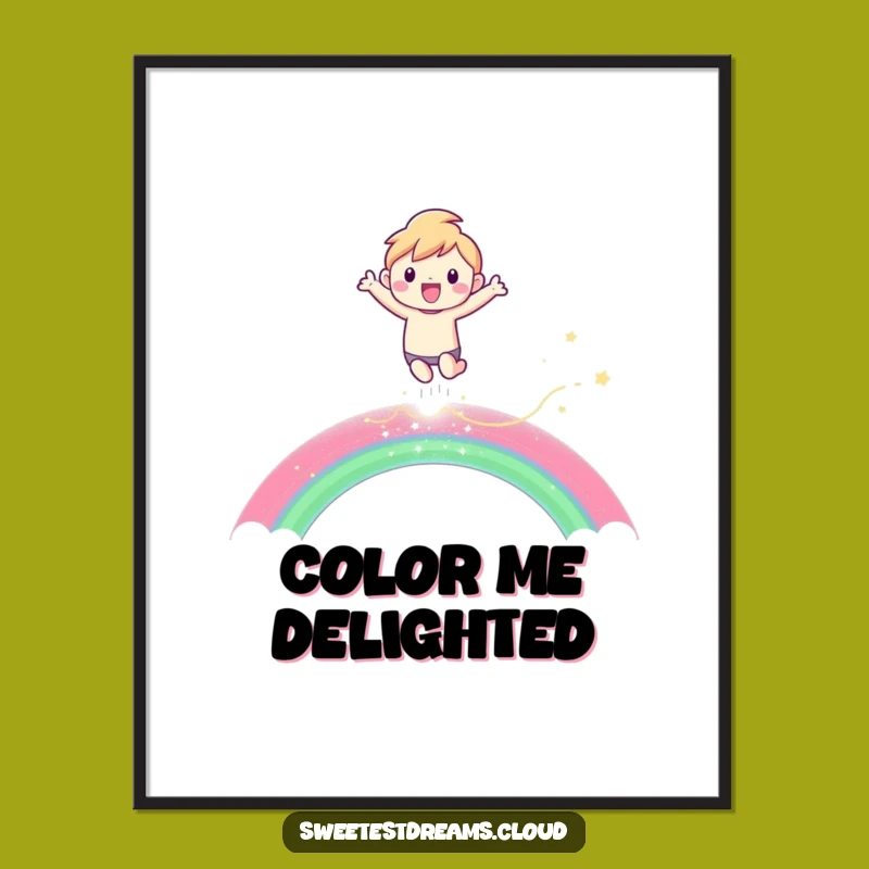 Funny Rainbow Leaper Digital Art: Vibrant Character Decor, Perfect Funny Gift