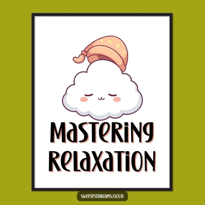Funny Sleeping Cloud Digital Art: Instant Gift for Calm Decor