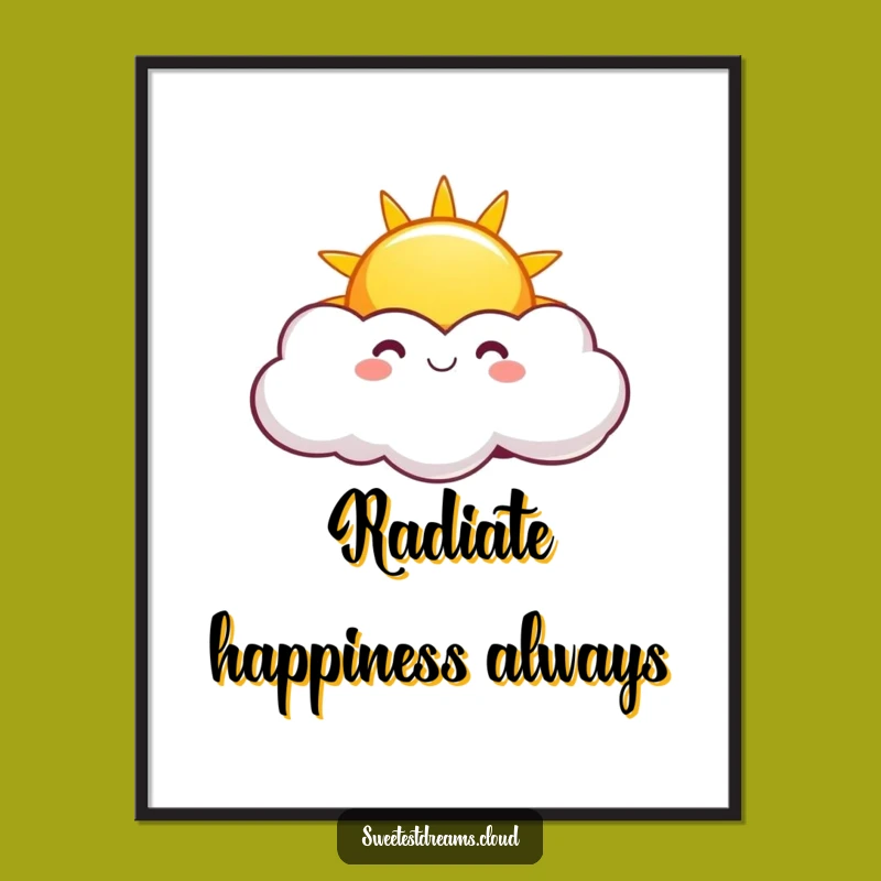 Funny Sunny Sun Digital Art: Playful Cloud Print, Cheerful Decor