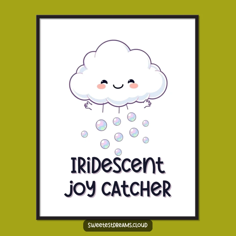 Funny Cloud Catching Bubbles Digital Art - Instant Whimsical Decor