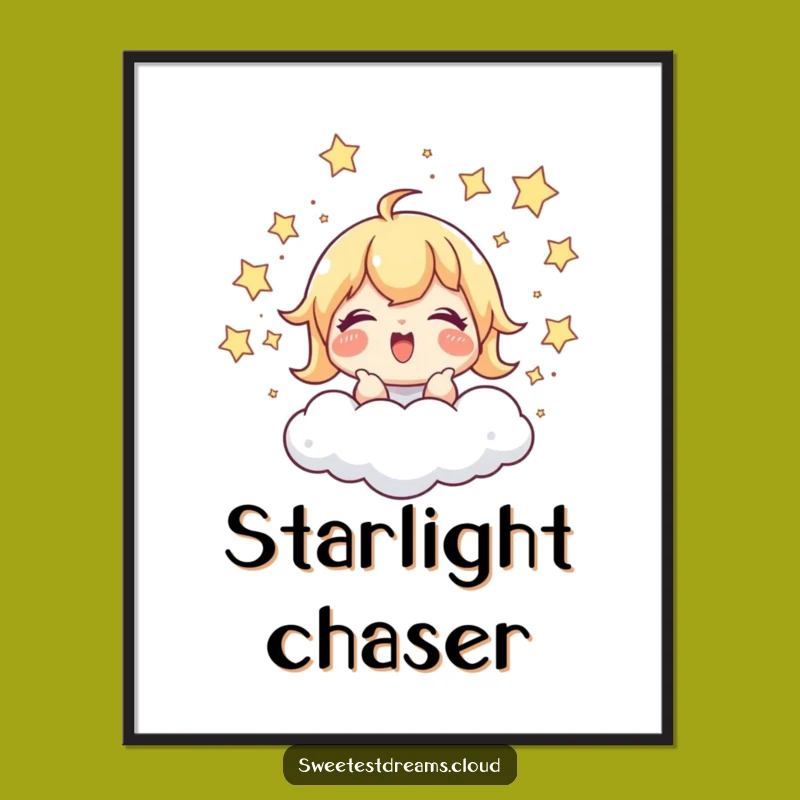 Funny Star Chaser Digital Art: Giggling Cloud Dreamer, Instant Download Funny Gift