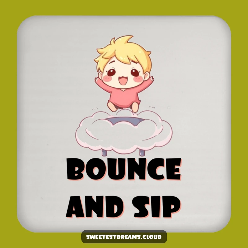 Funny Bouncing Cloud Coaster: Joyful Character Drink Mat, Cool Funny Gift