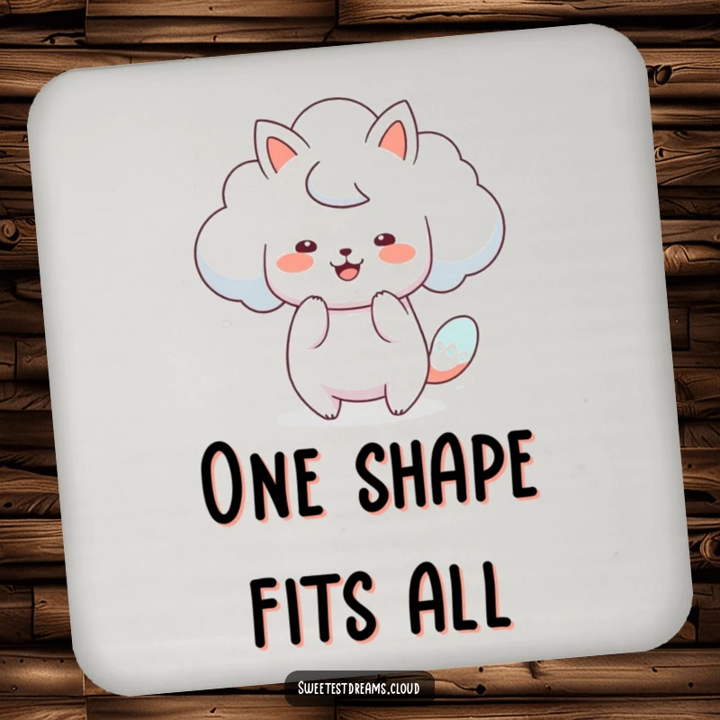 Funny cloud art drink coaster featuring a cloud character artistically transforming into a playful animal, protecting surfaces.