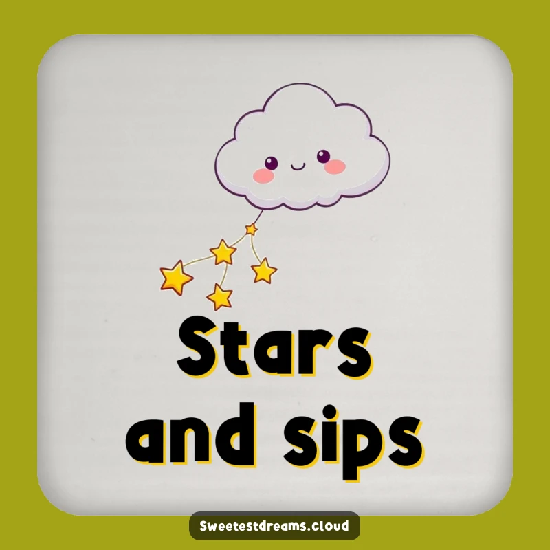 Funny Cloud Pulled by Stars Coaster - Whimsical Table Protection, Gift