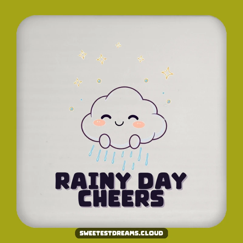 Funny Cloud Raindrops Coaster - Protect Surfaces with Cheerful Sparkle