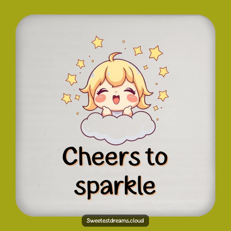 Funny Star Chaser Coaster: Giggling Cloud Decor, Protect Surfaces with Humor Funny Gift