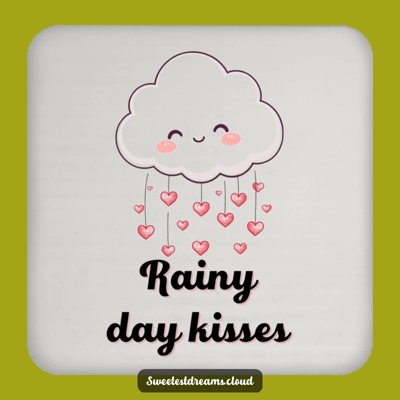 Funny Cloud Raining Hearts Coaster - Cute Table Top Gift