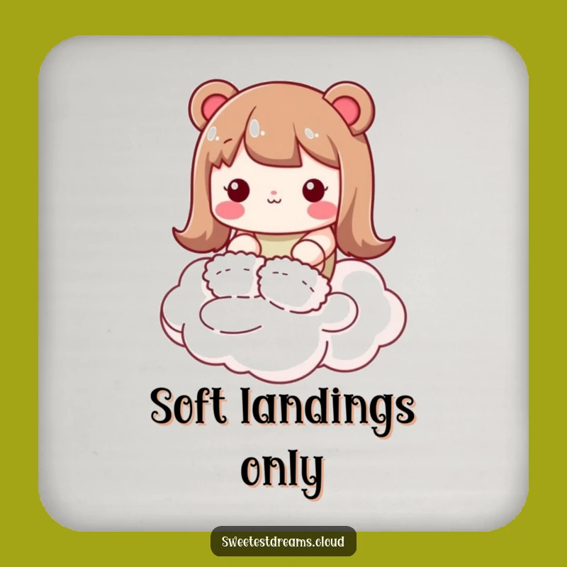 Funny Kawaii Cloud Walker Drink Coaster: Slippers Character for Surface Protection