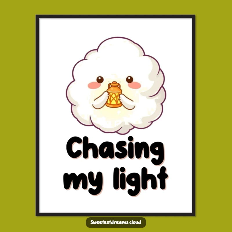 Funny Cloud Lantern Poster - Whimsical Wall Art Gift