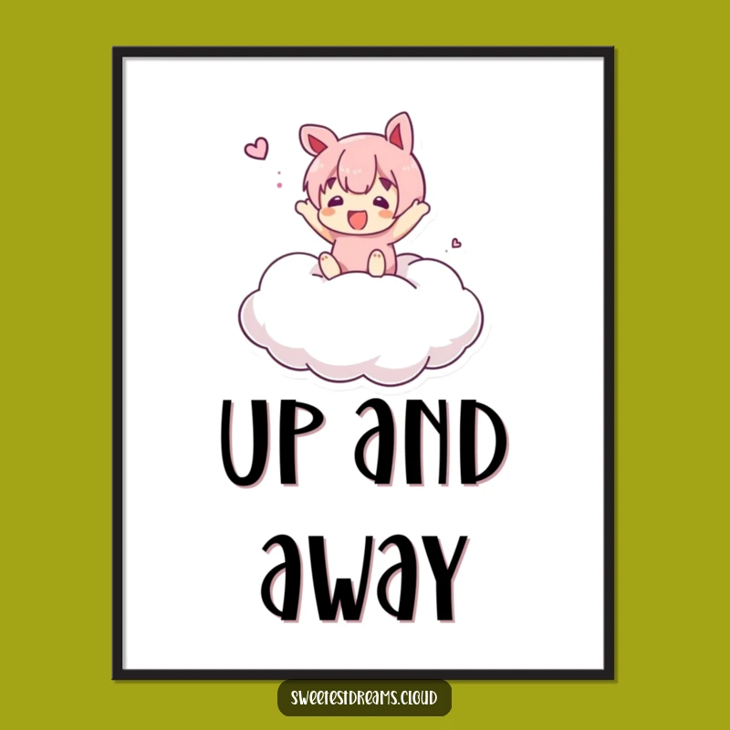 Funny Cloud Bounce Poster: Joyful Art, Whimsical Wall Decor Funny Gift